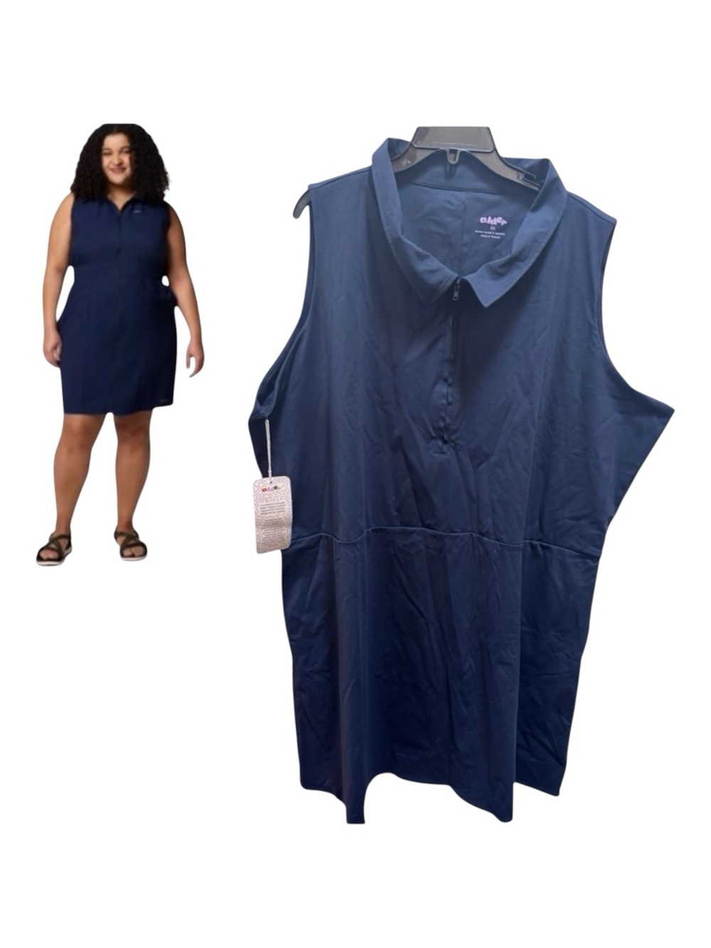 Alder NEW Adventure Performance 6X Sleeveless Dress 1/4 Zip Collar Stretch Navy